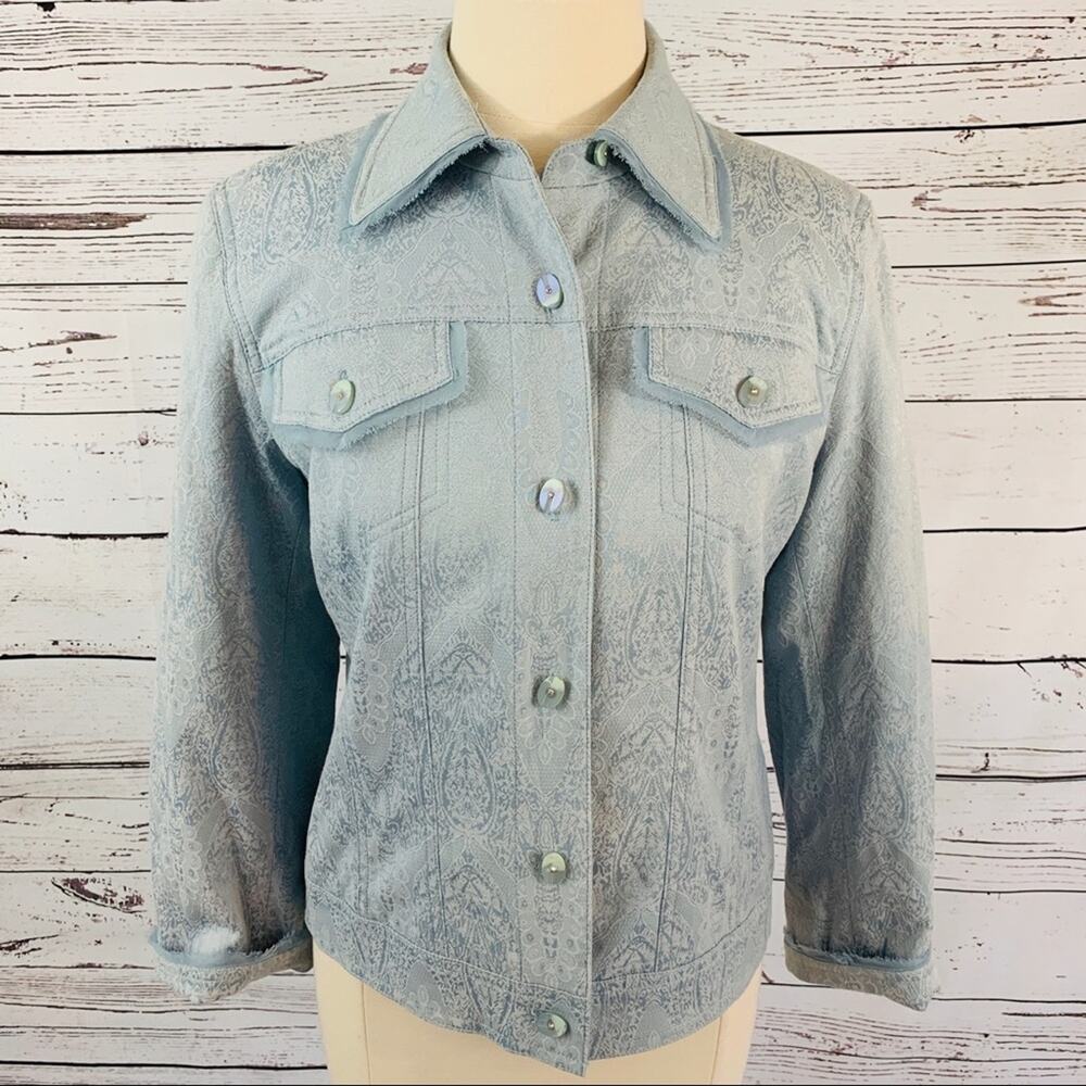 Margaret Frances Soft blue jacket patterned